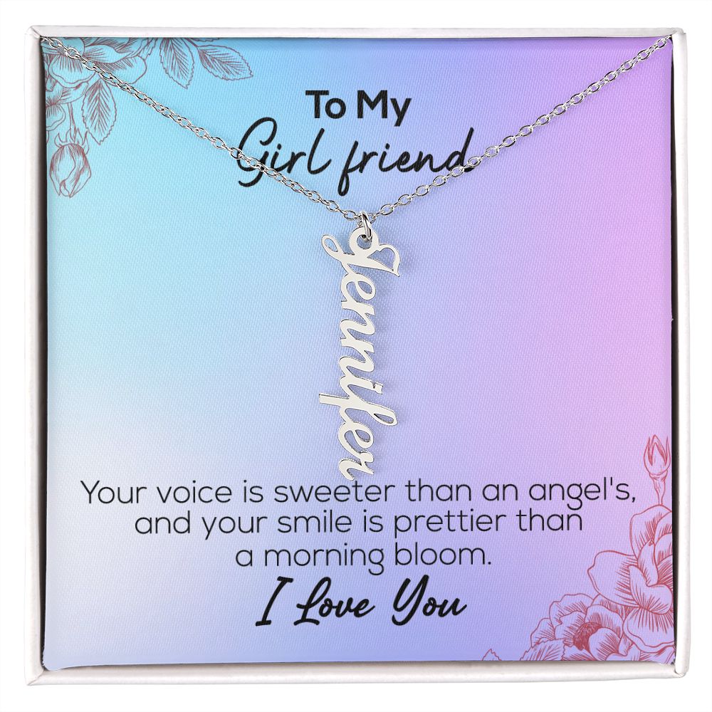 To My Girlfriend | I Love You | Vertical Name Necklace