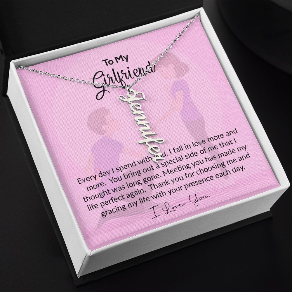 To My Girlfriend | I Love You | Vertical Name Necklace