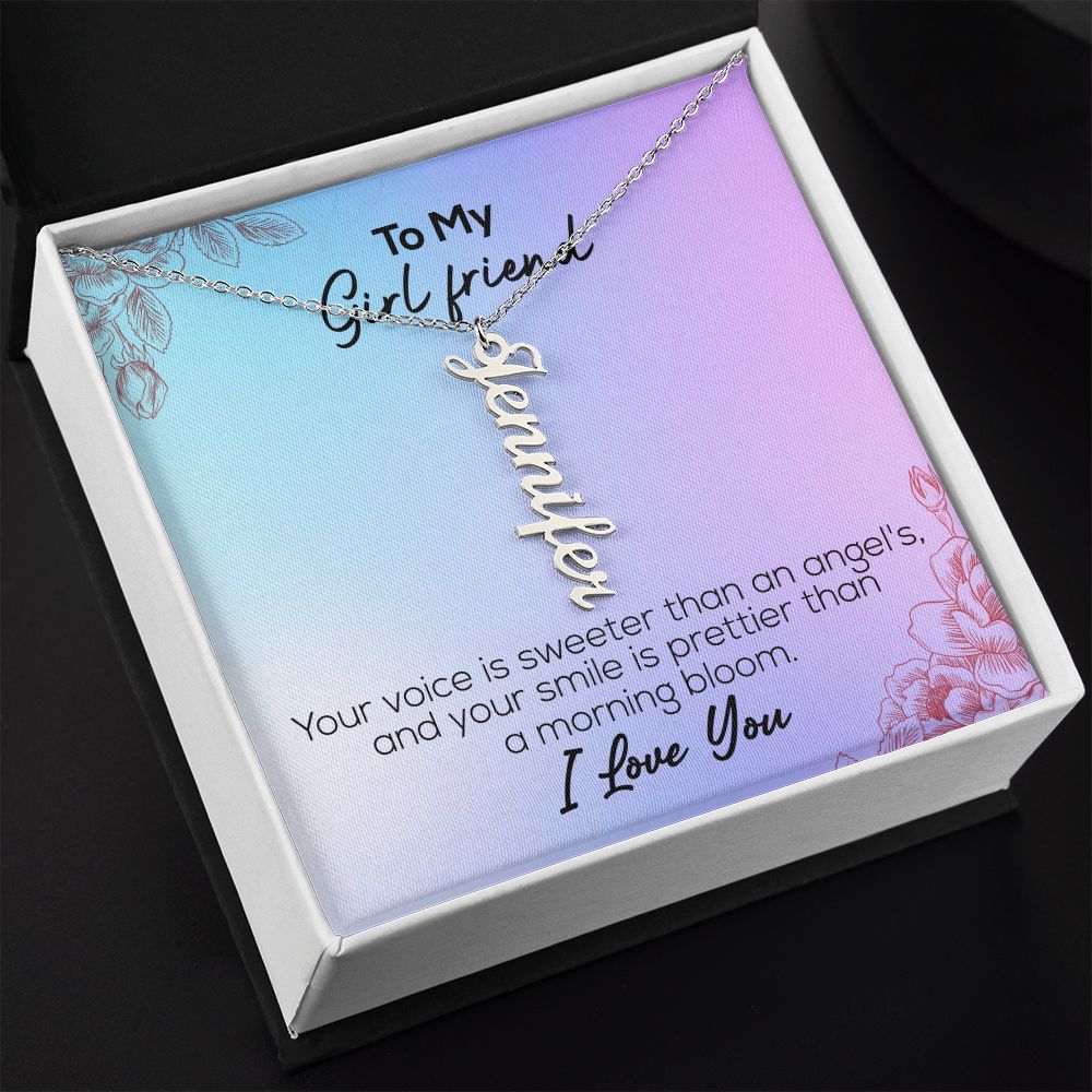 To My Girlfriend | I Love You | Vertical Name Necklace
