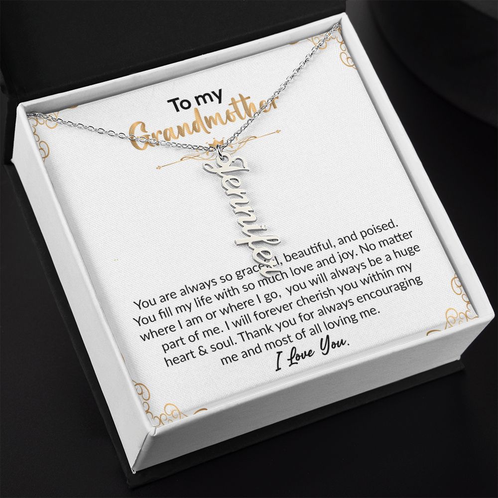 To My Grandmother | I Love You | Vertical Name Necklace