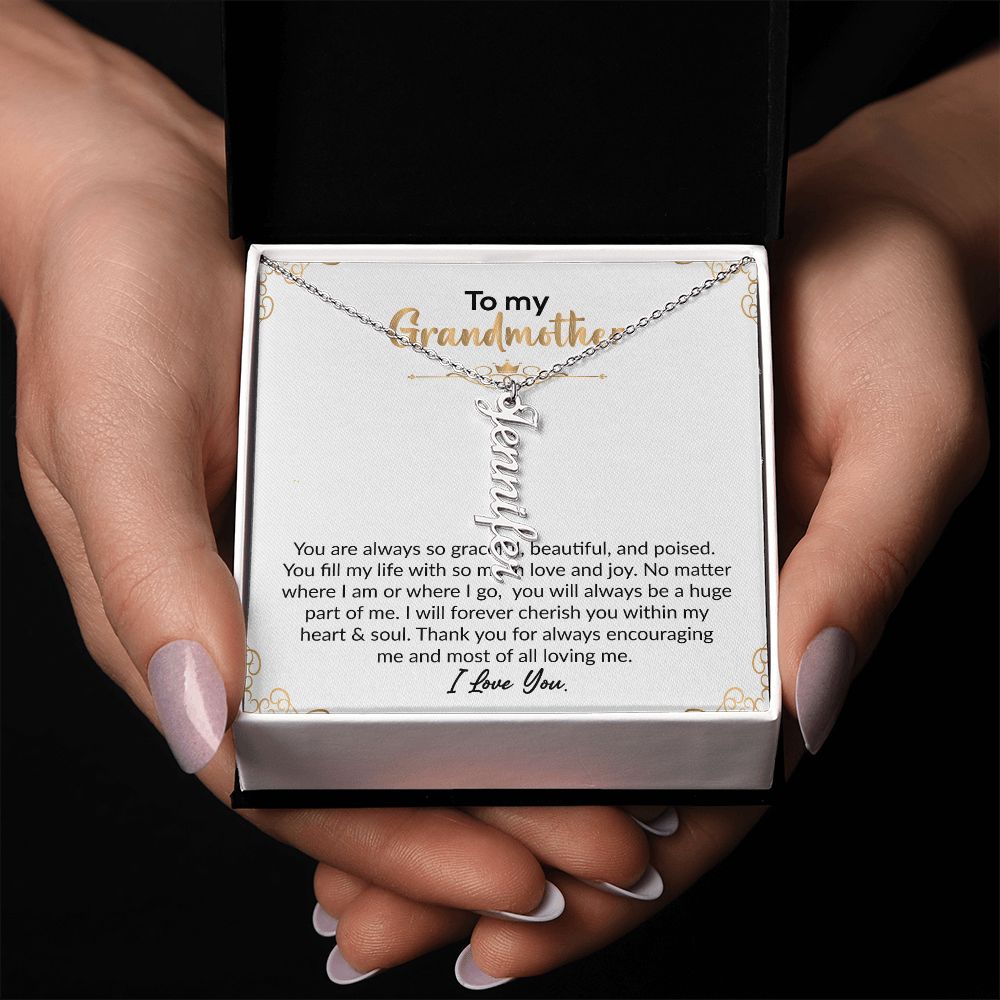 To My Grandmother | I Love You | Vertical Name Necklace