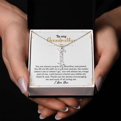 To My Grandmother | I Love You | Vertical Name Necklace