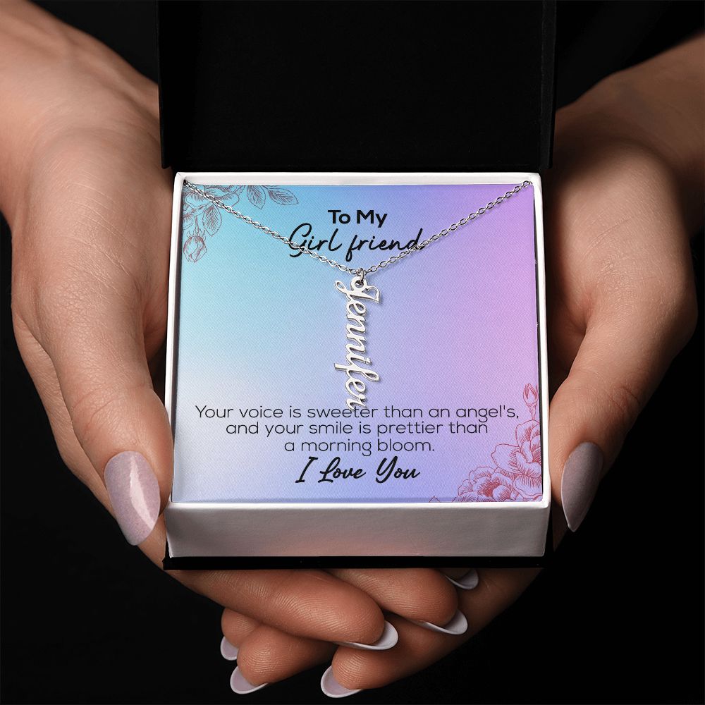 To My Girlfriend | I Love You | Vertical Name Necklace