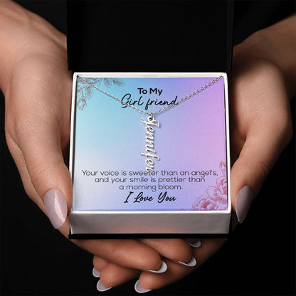 To My Girlfriend | I Love You | Vertical Name Necklace