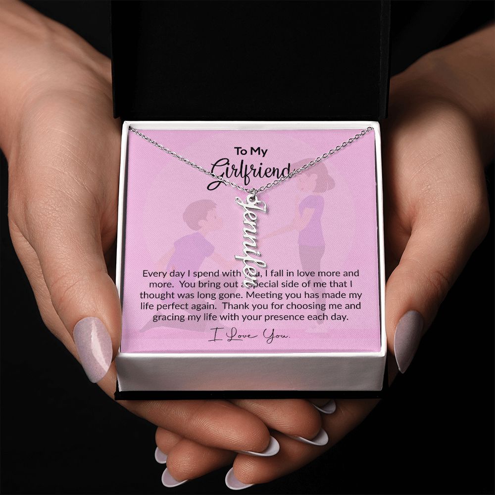 To My Girlfriend | I Love You | Vertical Name Necklace