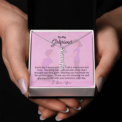 To My Girlfriend | I Love You | Vertical Name Necklace