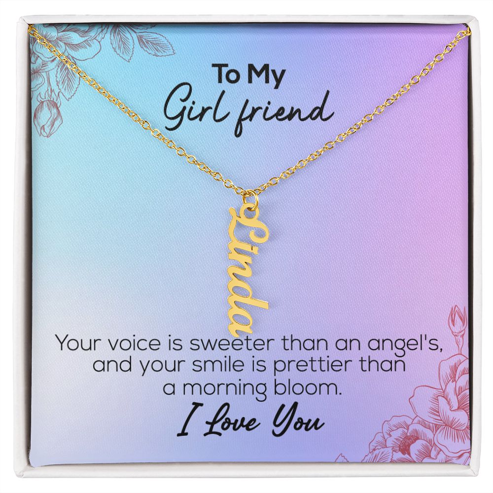 To My Girlfriend | I Love You | Vertical Name Necklace