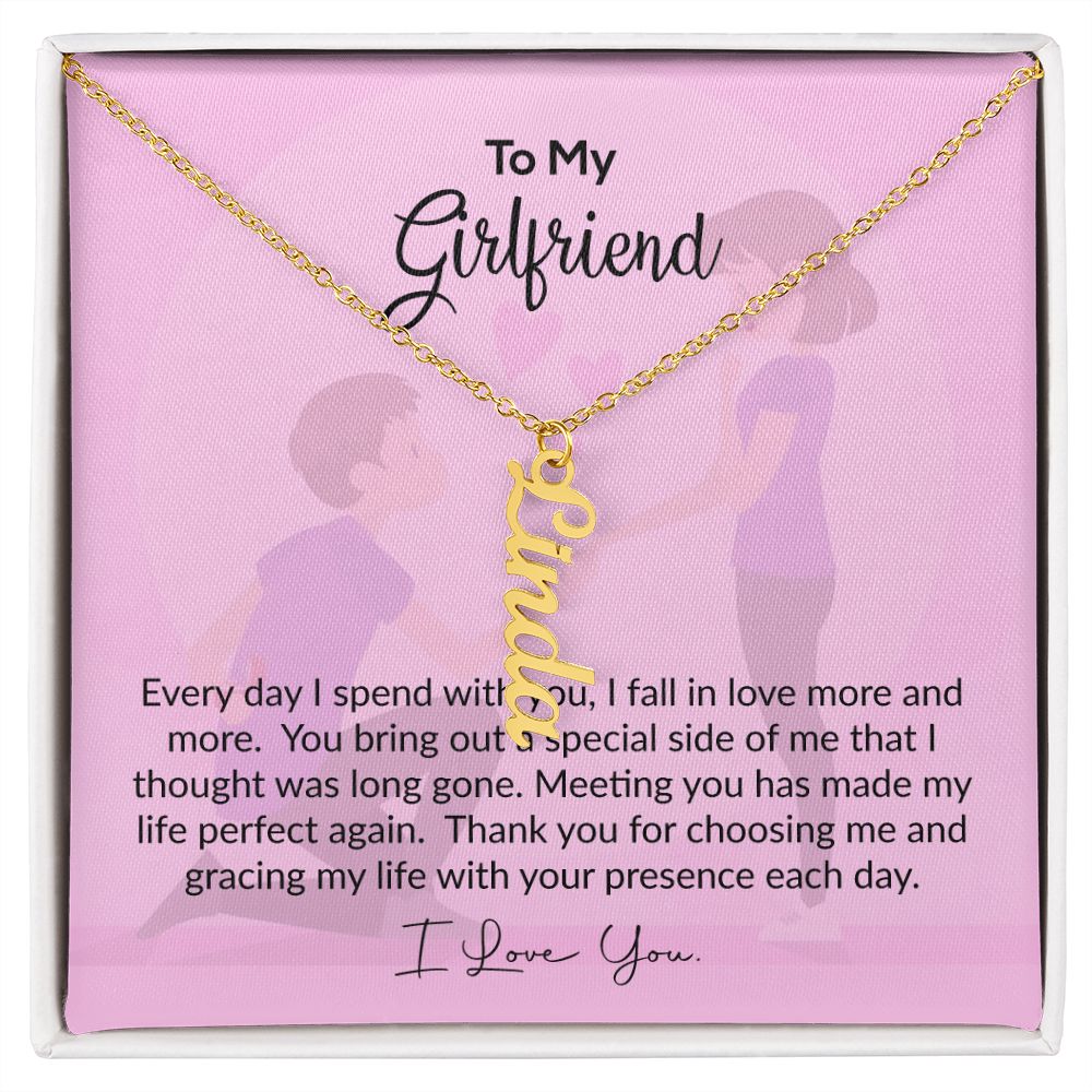 To My Girlfriend | I Love You | Vertical Name Necklace