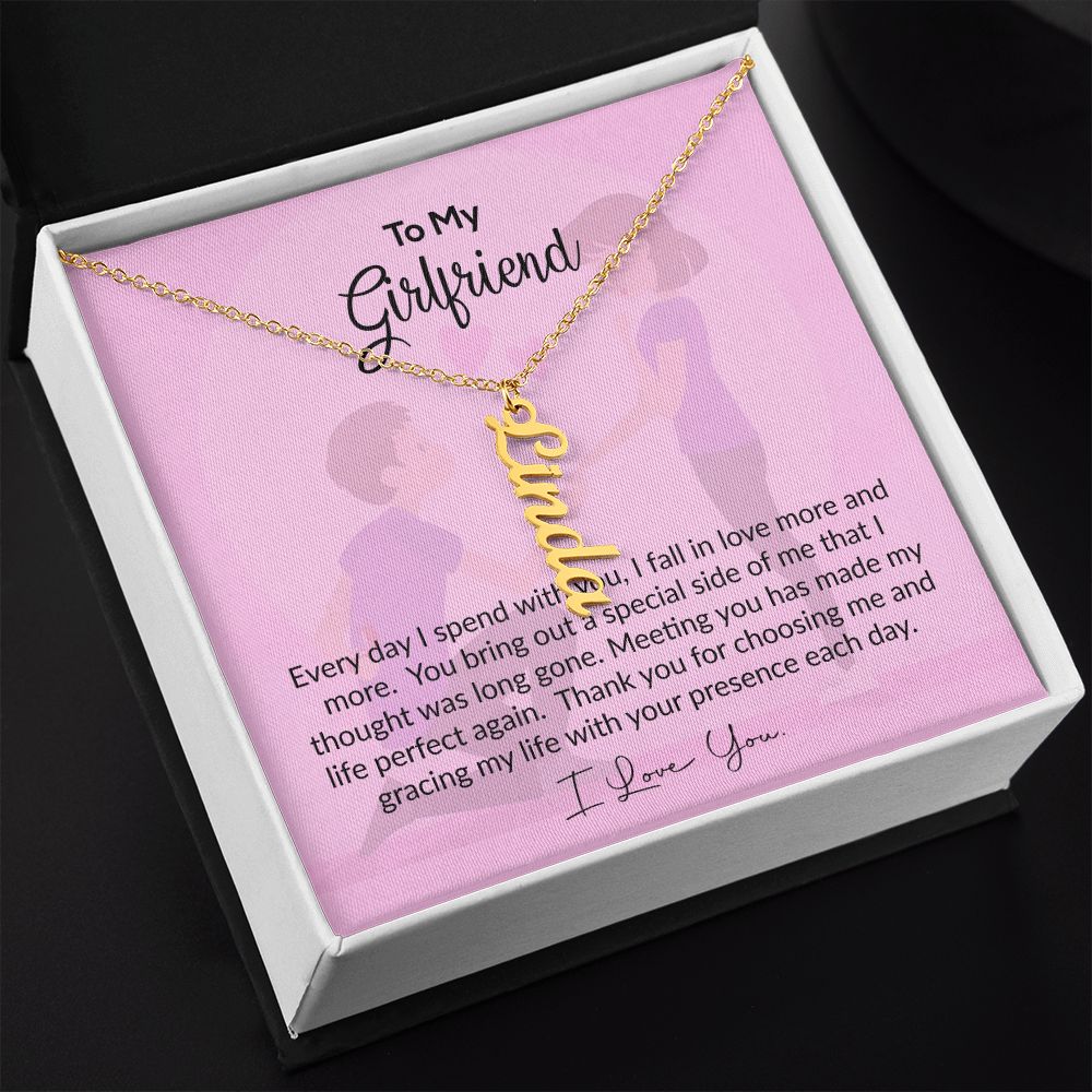 To My Girlfriend | I Love You | Vertical Name Necklace