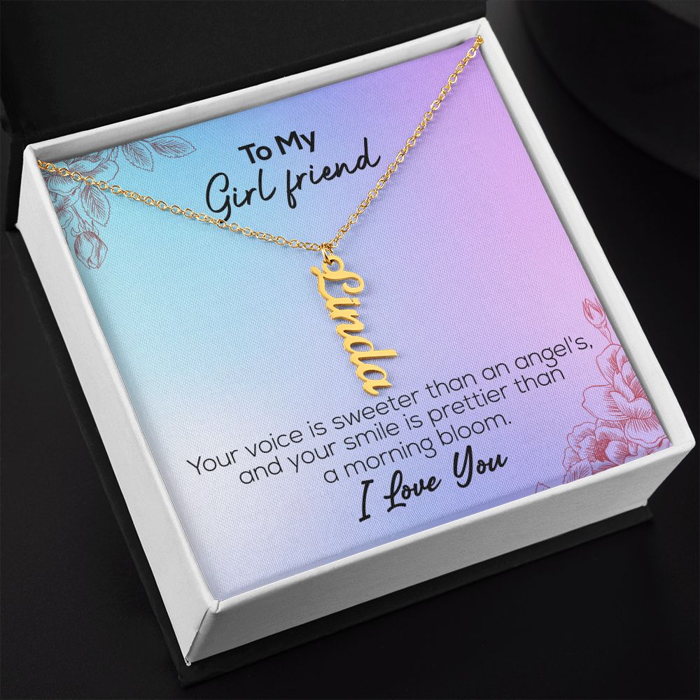 To My Girlfriend | I Love You | Vertical Name Necklace