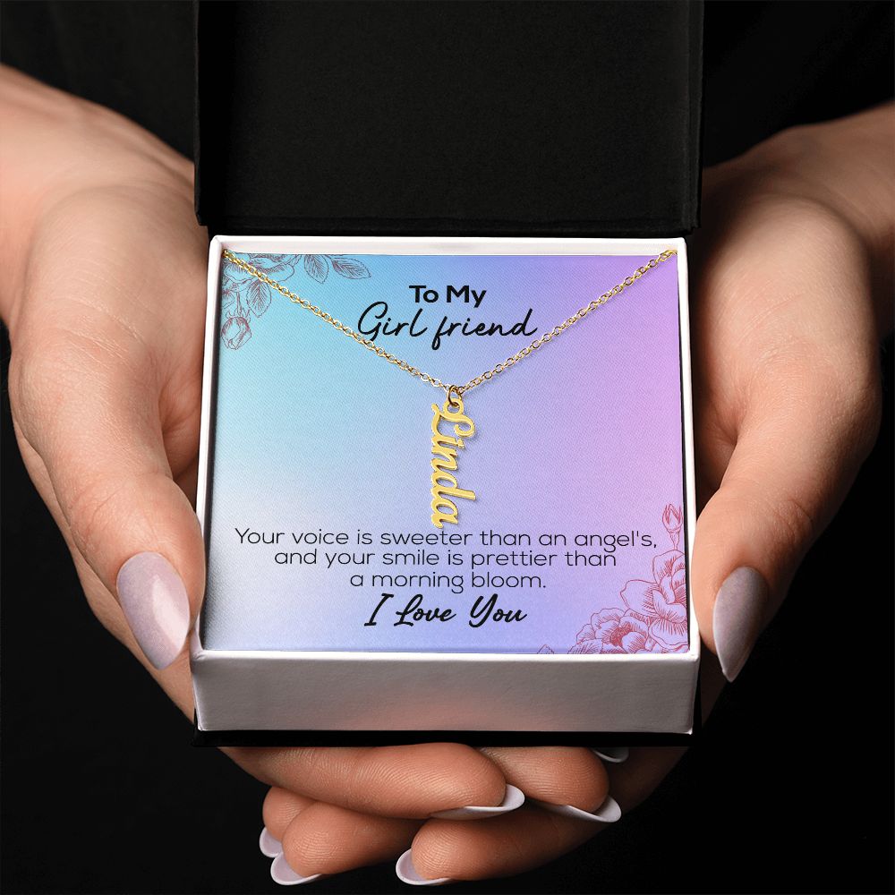 To My Girlfriend | I Love You | Vertical Name Necklace
