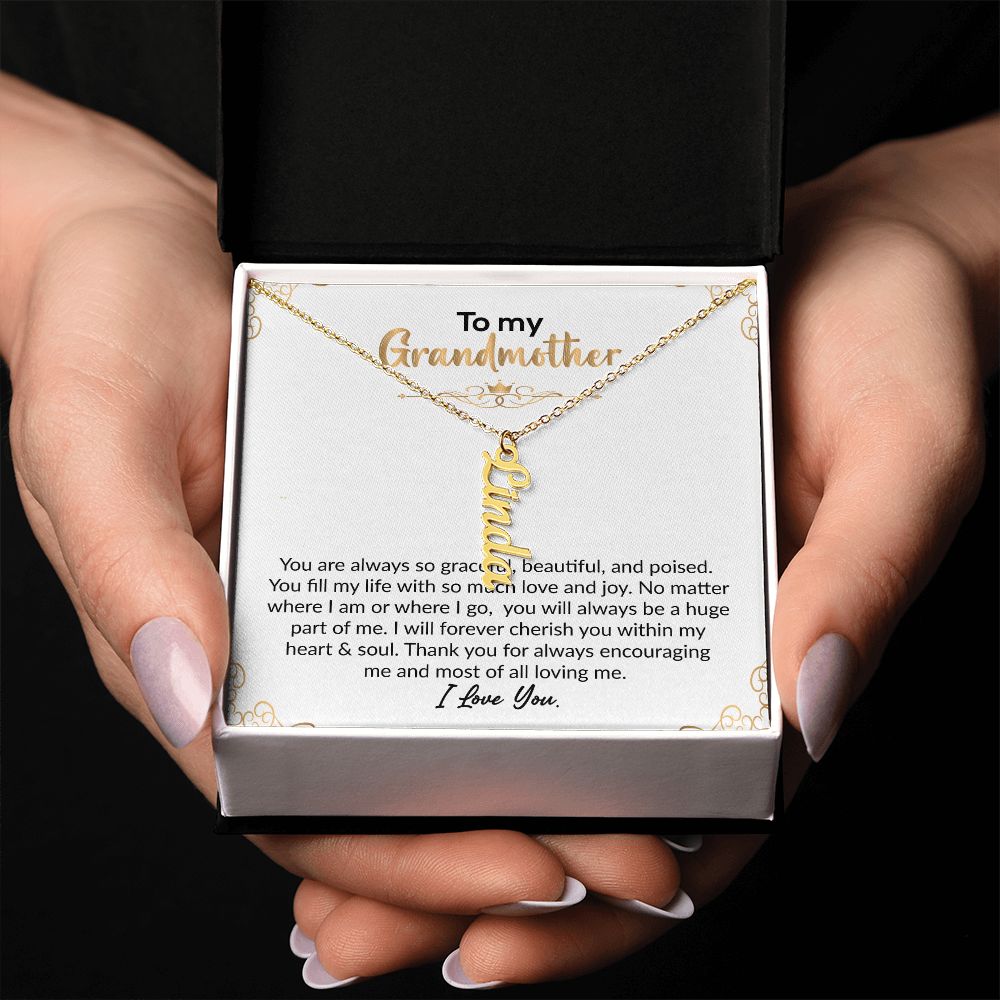 To My Grandmother | I Love You | Vertical Name Necklace