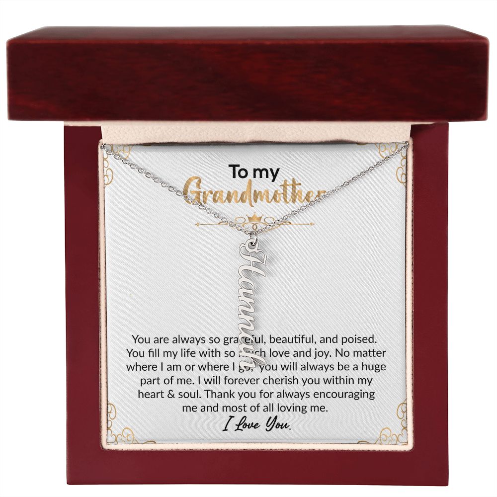 To My Grandmother | I Love You | Vertical Name Necklace