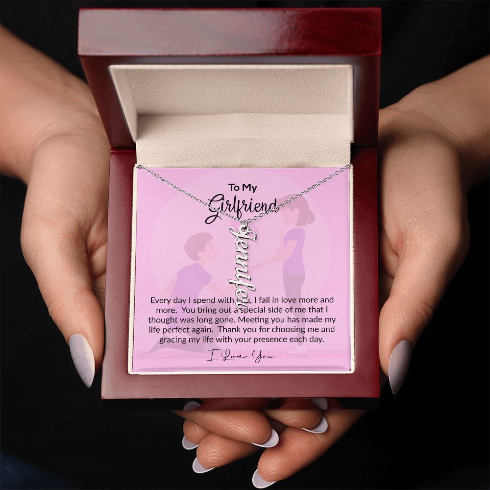 To My Girlfriend | I Love You | Vertical Name Necklace