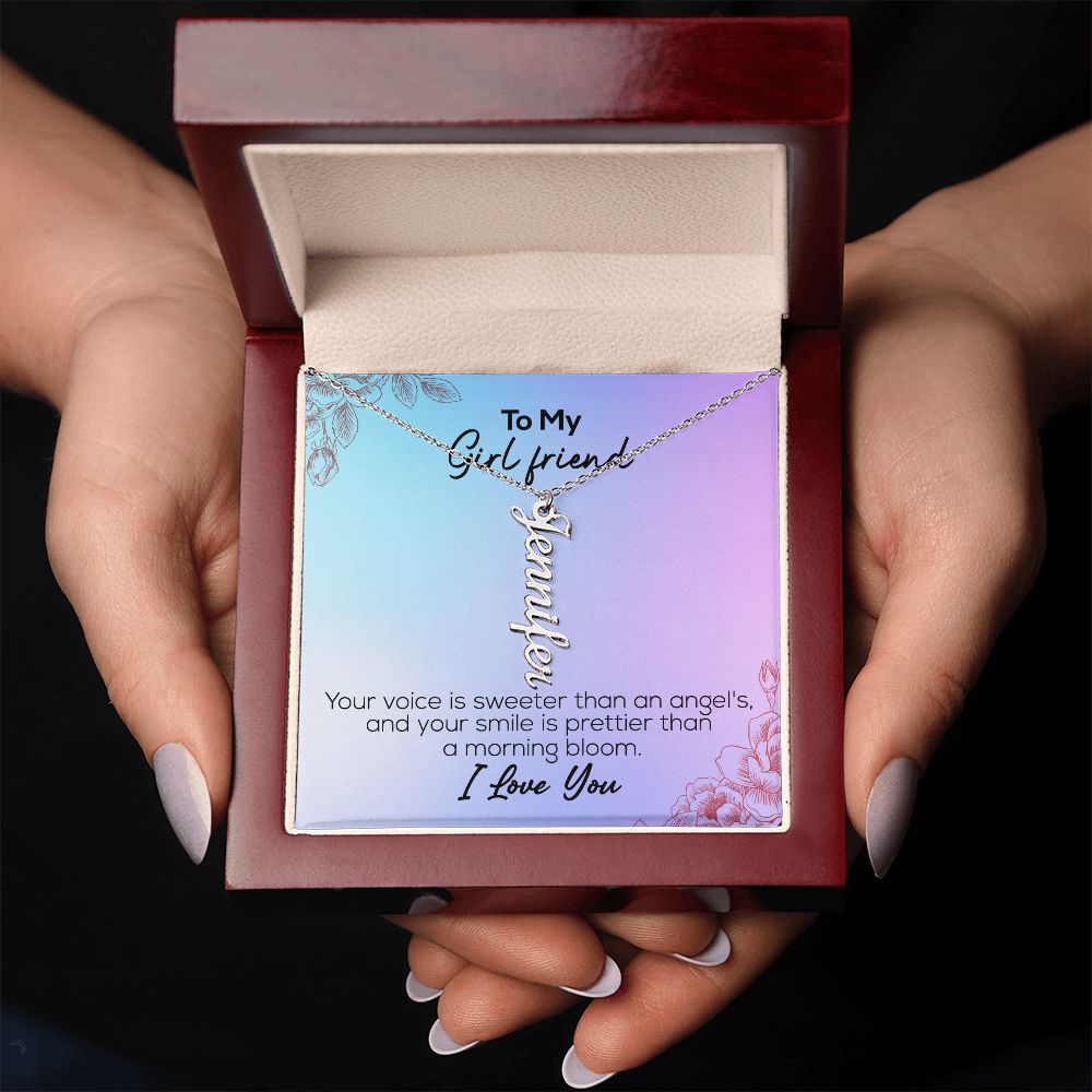 To My Girlfriend | I Love You | Vertical Name Necklace
