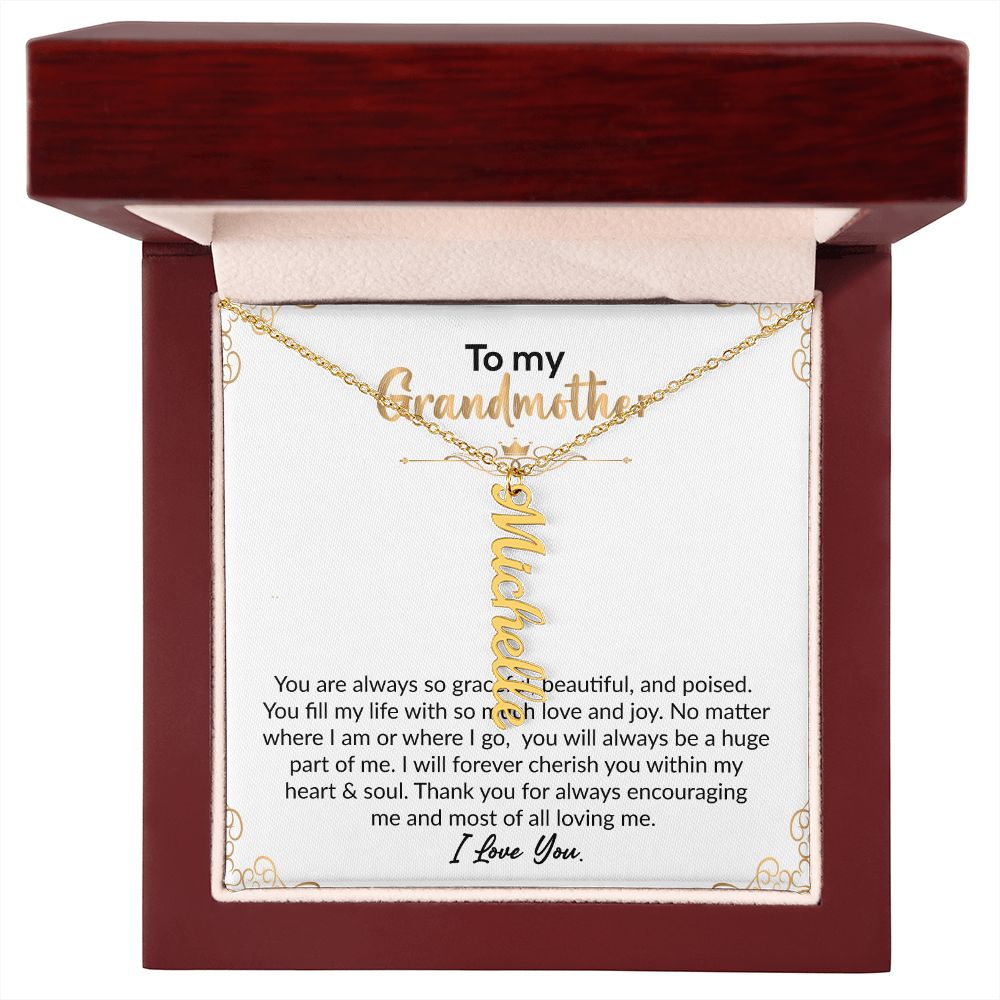 To My Grandmother | I Love You | Vertical Name Necklace