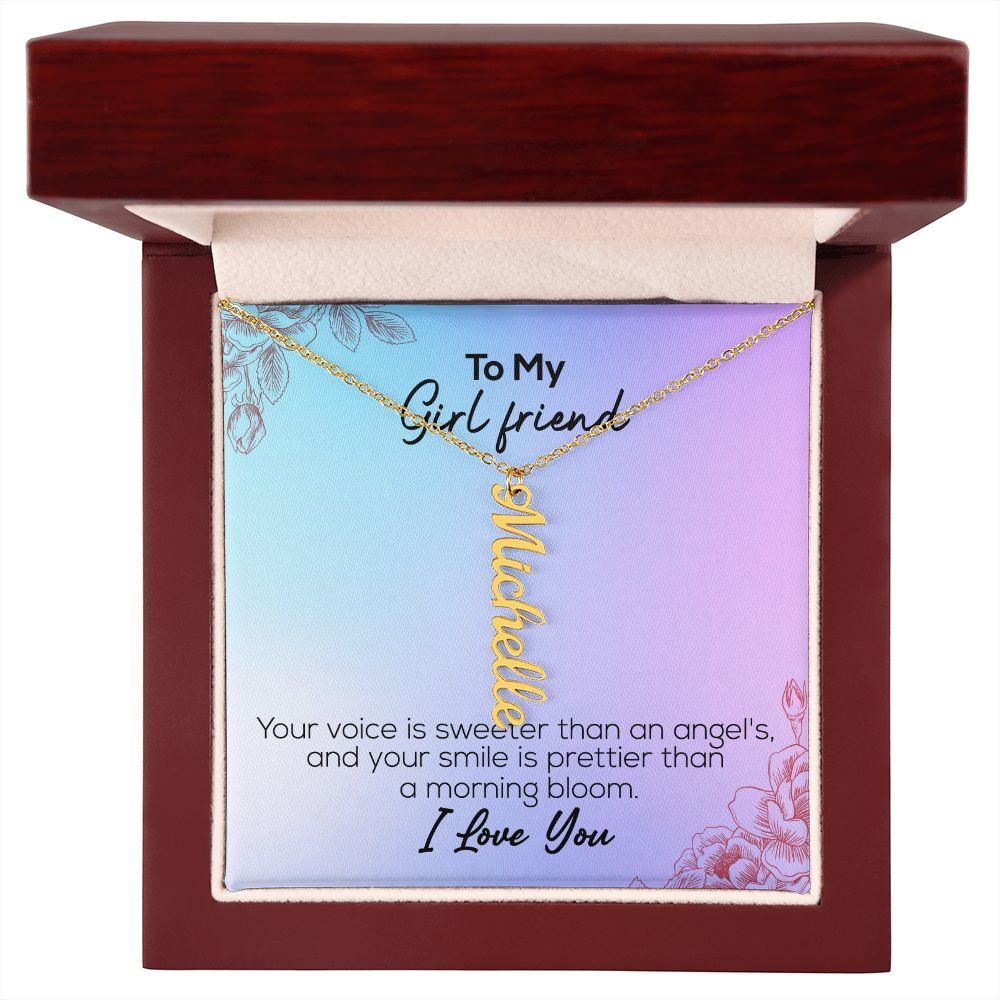 To My Girlfriend | I Love You | Vertical Name Necklace