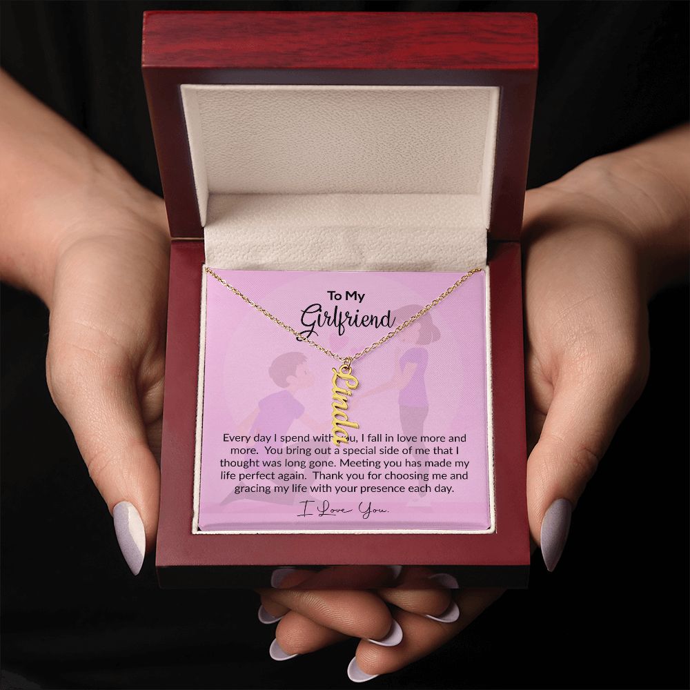 To My Girlfriend | I Love You | Vertical Name Necklace