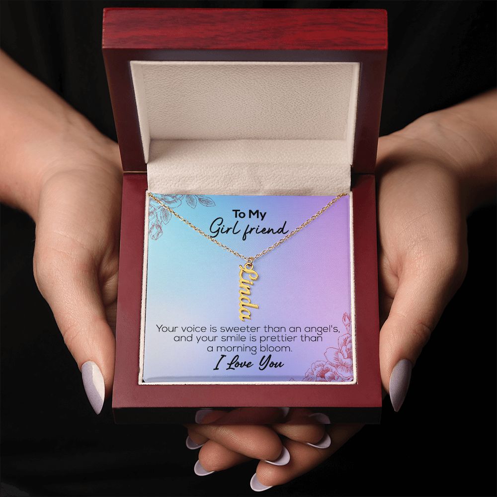 To My Girlfriend | I Love You | Vertical Name Necklace