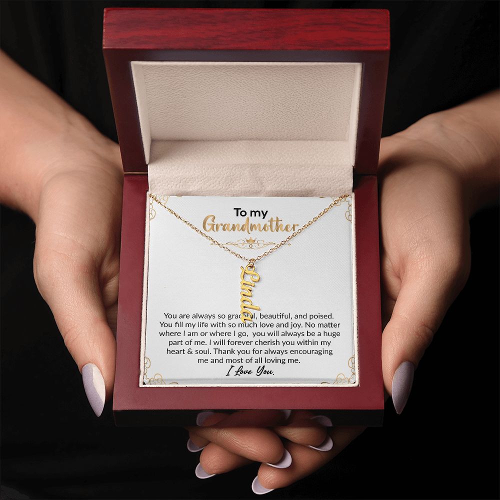 To My Grandmother | I Love You | Vertical Name Necklace
