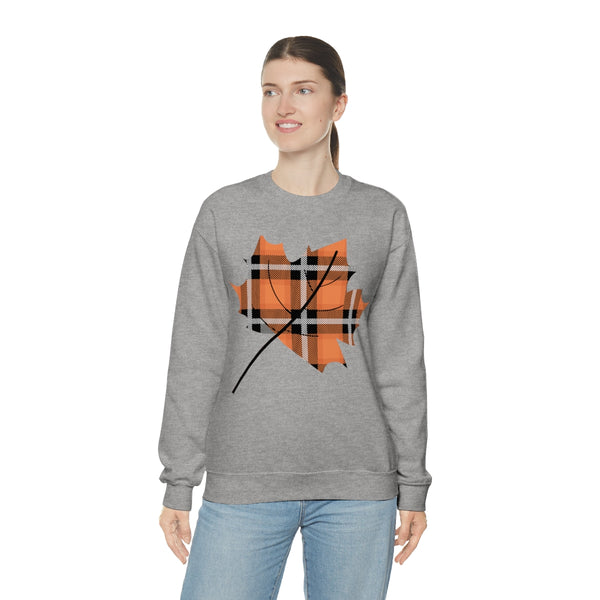 Orange Plade Fall Leaf Sweatshirt