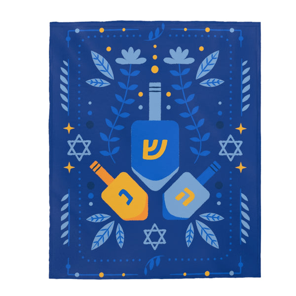 Dreidel Blue & White Blanket