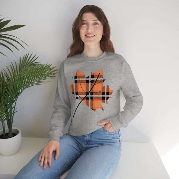 Orange Plade Fall Leaf Sweatshirt