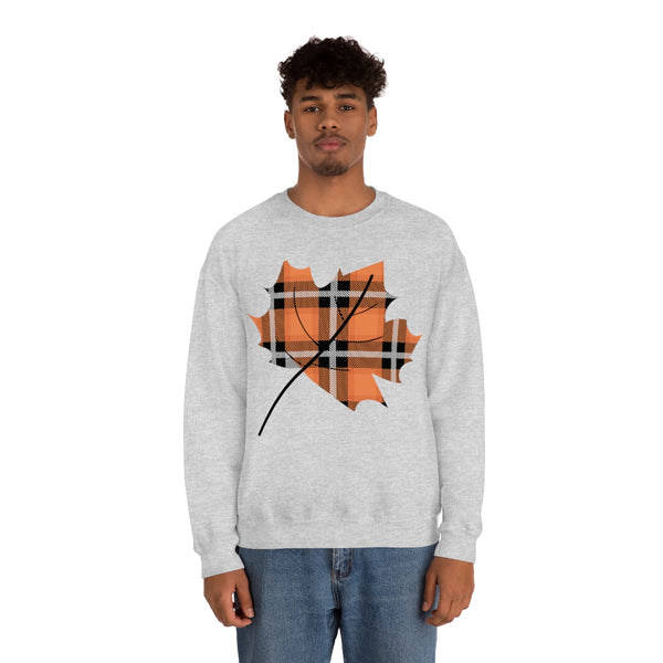 Orange Plade Fall Leaf Sweatshirt