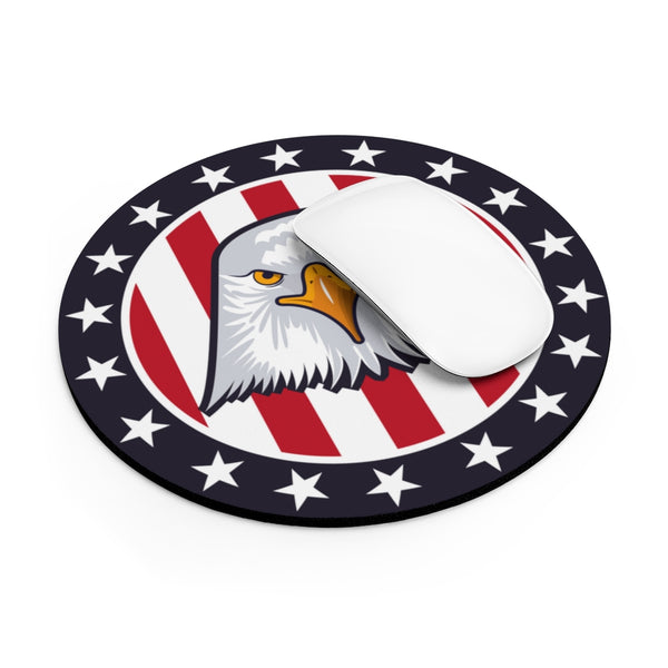 American Eagle Head with USA Flag Background Mouse Pad