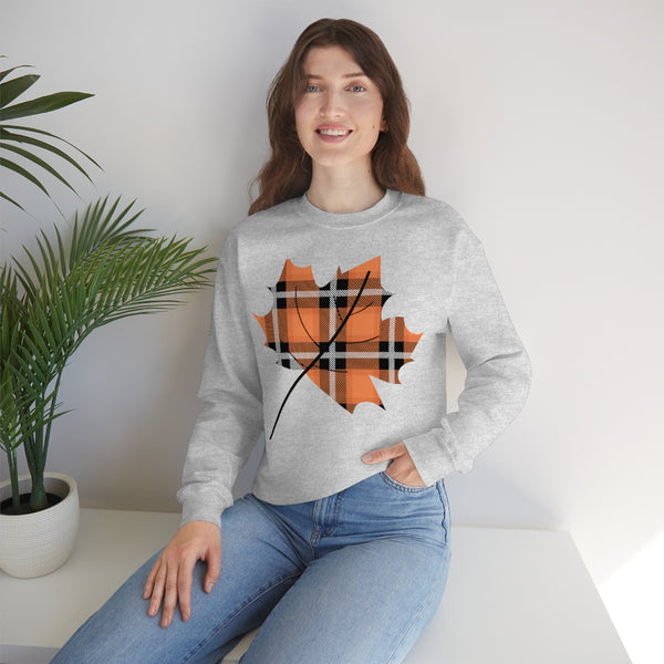 Orange Plade Fall Leaf Sweatshirt