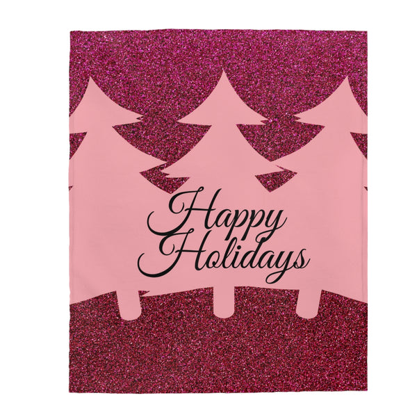 Pink Trees Holiday Blanket