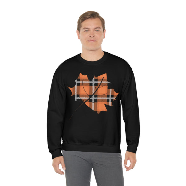 Orange Plade Fall Leaf Sweatshirt