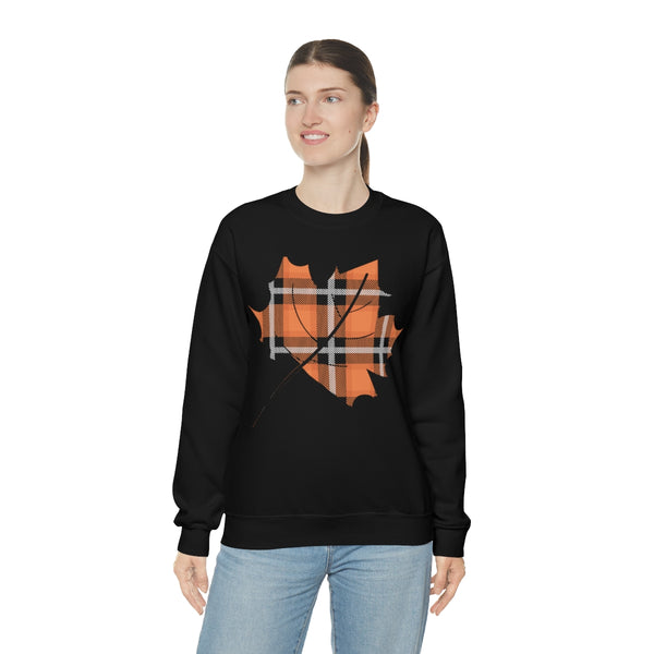 Orange Plade Fall Leaf Sweatshirt