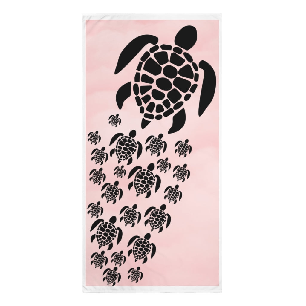 Pink Sea Turtles Beach Towel