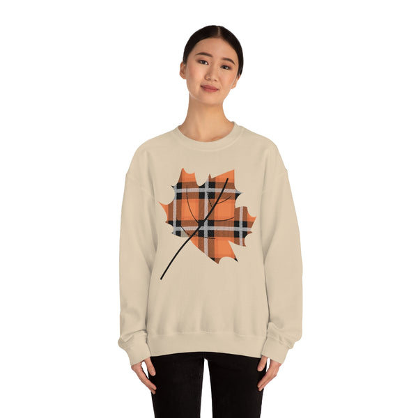 Orange Plade Fall Leaf Sweatshirt