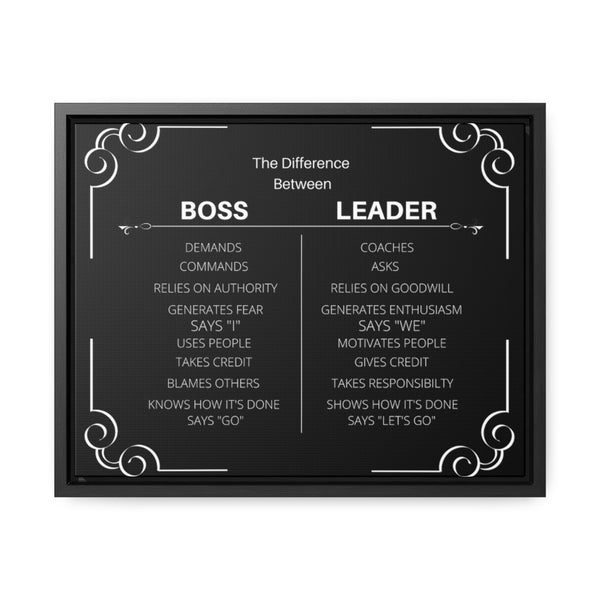 Be A Leader Not A Boss Canvas W/ Frame