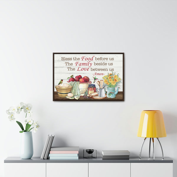 Bless Our Food, Family, & Love Canvas Wraps, Horizontal Frame