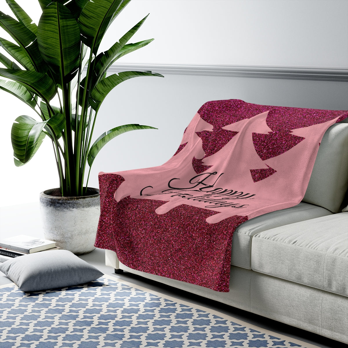 Pink Trees Holiday Blanket