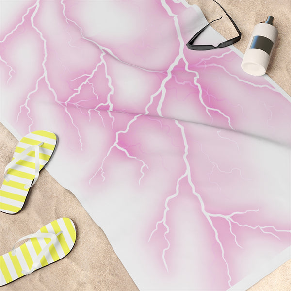 Pink Lighting Beach Towel