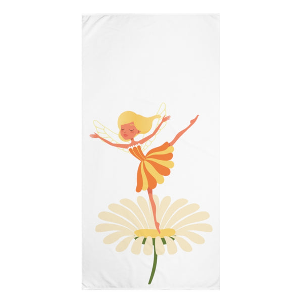 Yellow Daisy Fairy Beach Towel