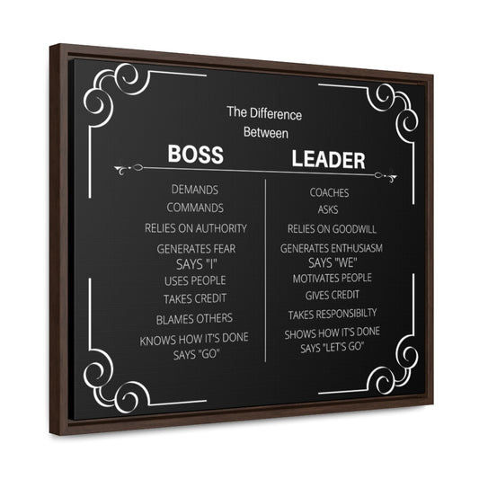 Be A Leader Not A Boss Canvas W/ Frame