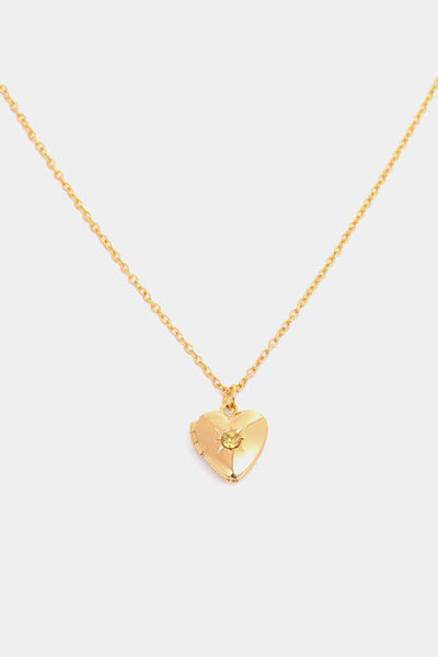 Zircon Heart Shape 14K Gold-Plated Pendant Necklace